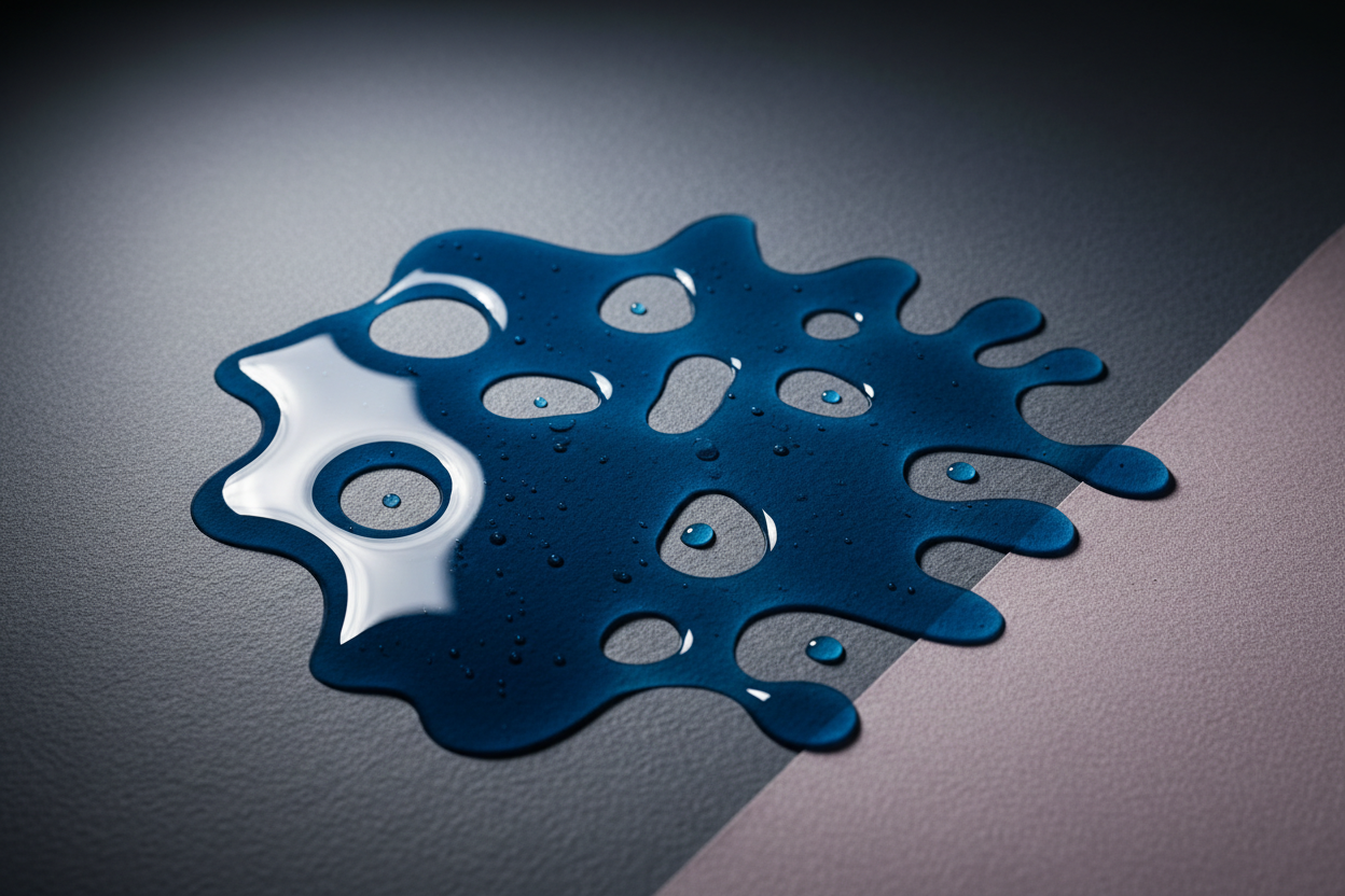 Spilled blue serum liquid